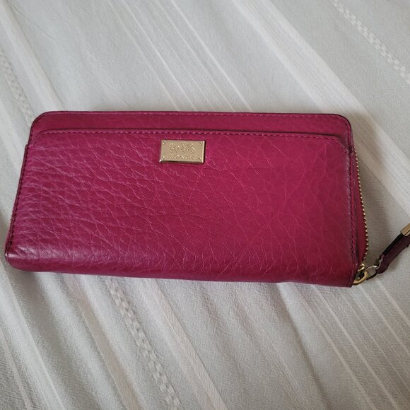 Coach Handbags - Coach Madison Zip Around Continental Wallet | Raspberry/Magenta Pink | Leather